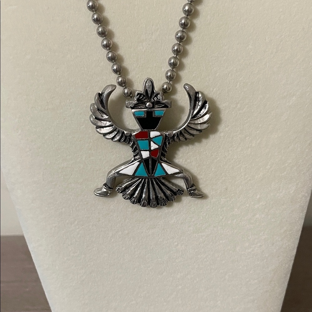 Artisan Silver and Multicolor Thunderbird Necklace